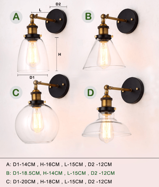 Applique Murale Industrielle en Verre 1940