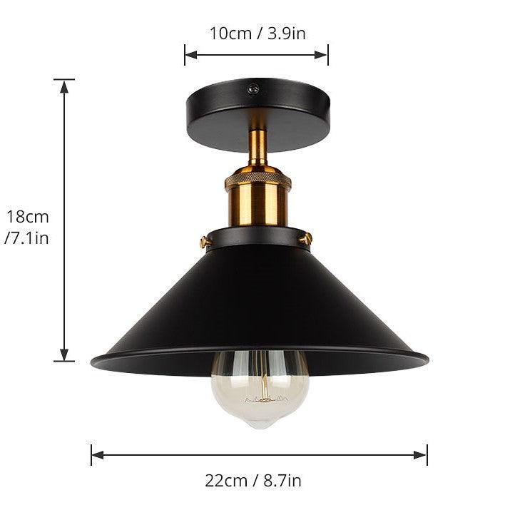 Plafonnier Industriel Noir et Cuivre - lampe industrielle