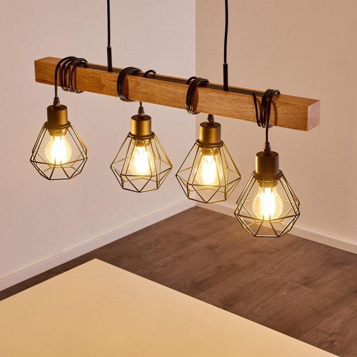 Suspension Industrielle Bois 