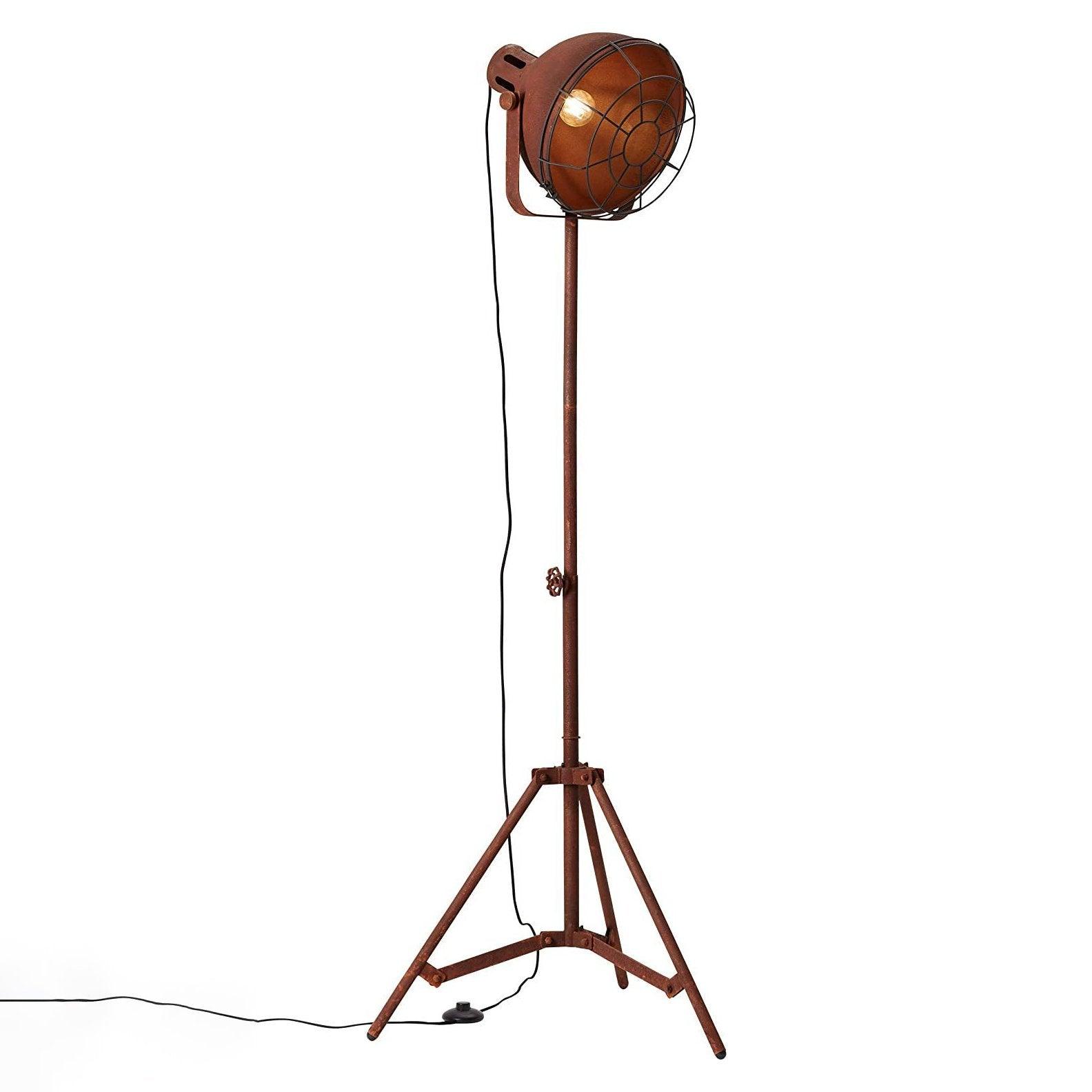 Lampadaire Trepied Industriel Aspect Rouille | Mon Luminaire Industriel