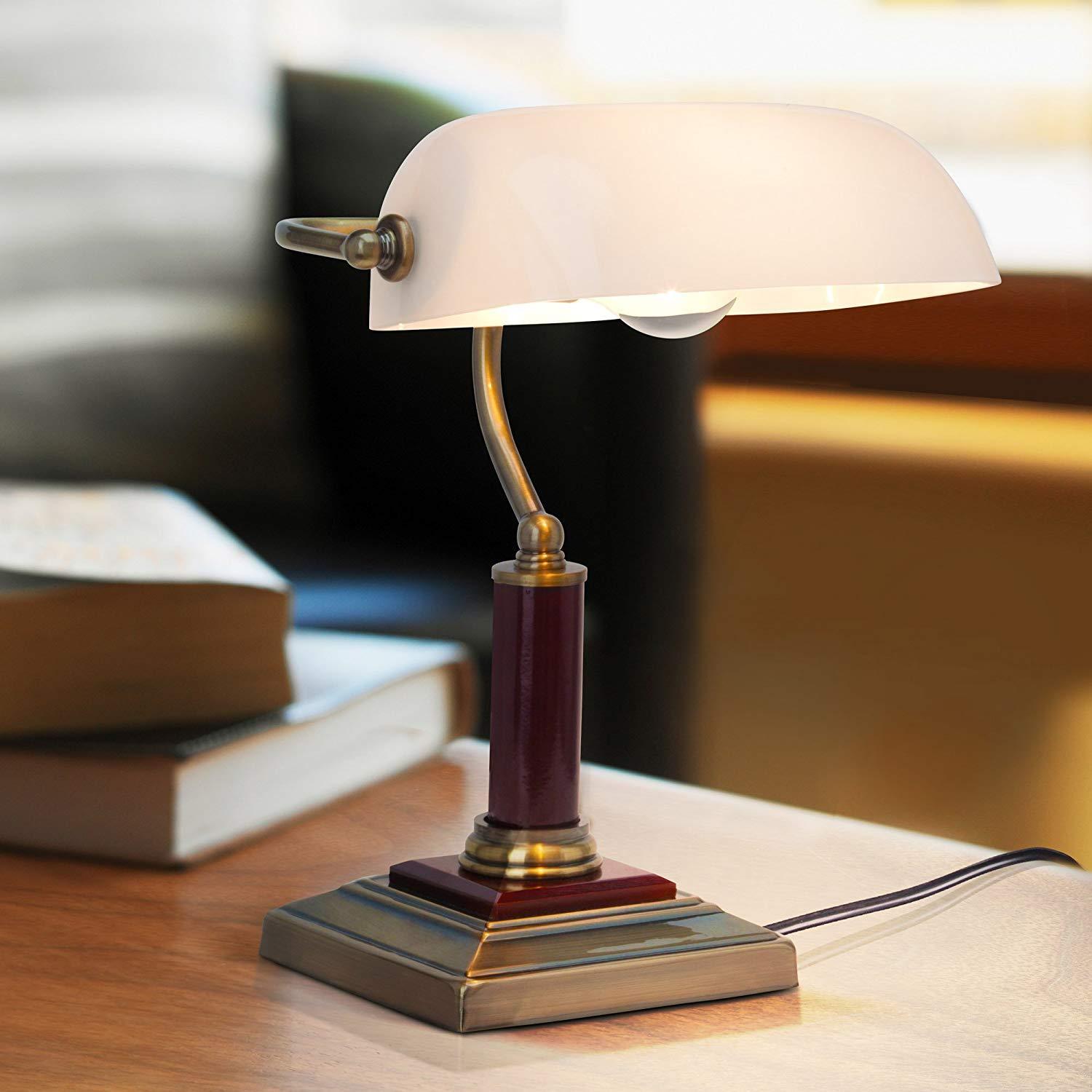 Lampe de banquier verte en verre V-tac VT-7151 - Lampe de bureau Retro  Vintage - Lampe de notaire - E27 - Pureweb