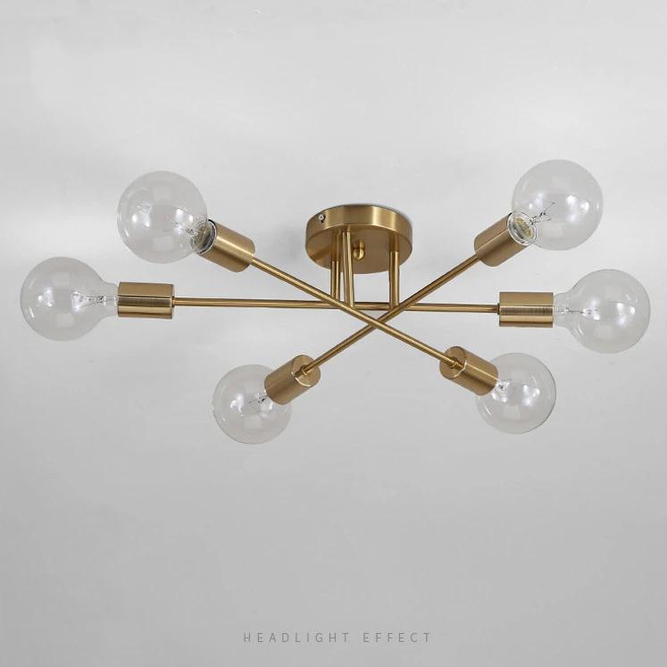 Plafonnier Industriel 6 Branches Or