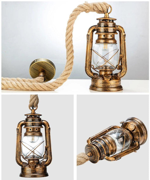 Petite lanterne LED de style industriel en bronze antique pour le