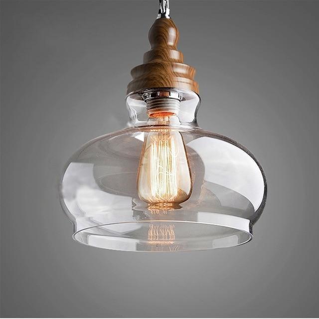 Suspension Industrielle Verre et Bois 1900