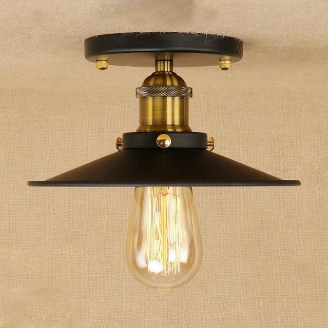 Plafonnier Industriel Vintage 1910 Noir et Or