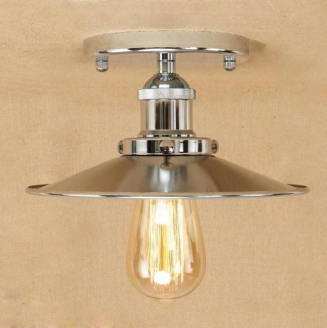 Plafonnier Industriel Vintage 1910 Acier Poli