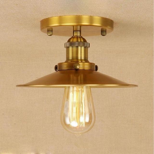 Plafonnier Industriel Vintage 1910 Or