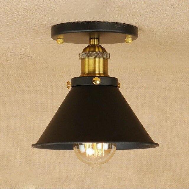 Plafonnier Industriel Vintage 1940 Noir et Or