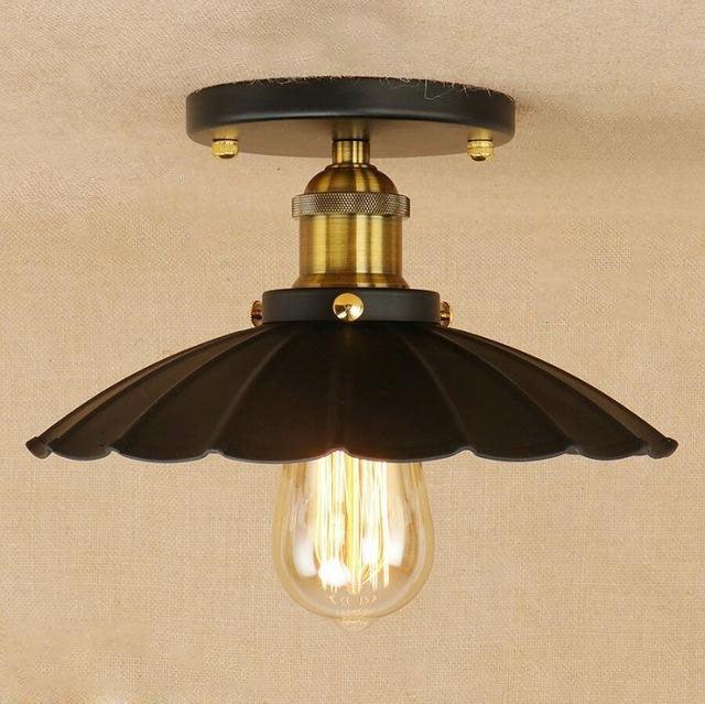 Plafonnier Industriel Vintage 1880 Noir et Or