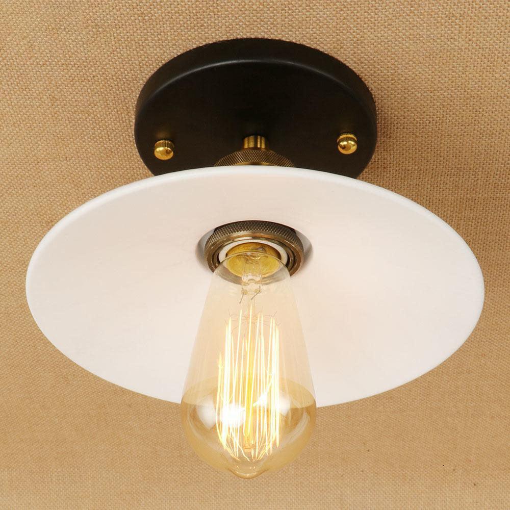 Plafonnier Industriel Vintage 1910 - Blanc
