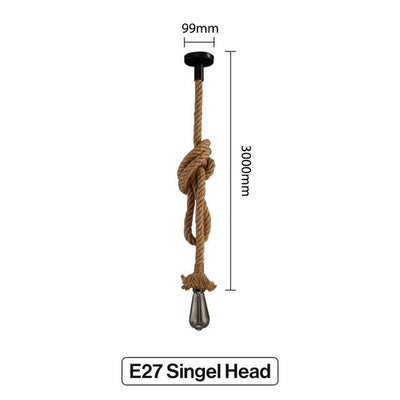 Vintage Hemp Rope Pendant Lamp Base E27 1m 1.5m 2m 2.5m 3m 85-265V Loft Industrial Retro Hanging Edison ST64 G95 Pendant Light